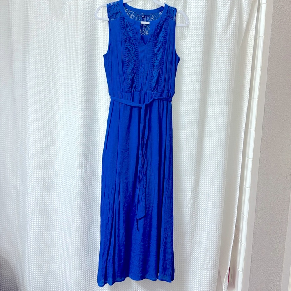 Apt. 9 Royal Blue Sleeveless Maxi Dress with Lace Panels - Picture 2 of 3
